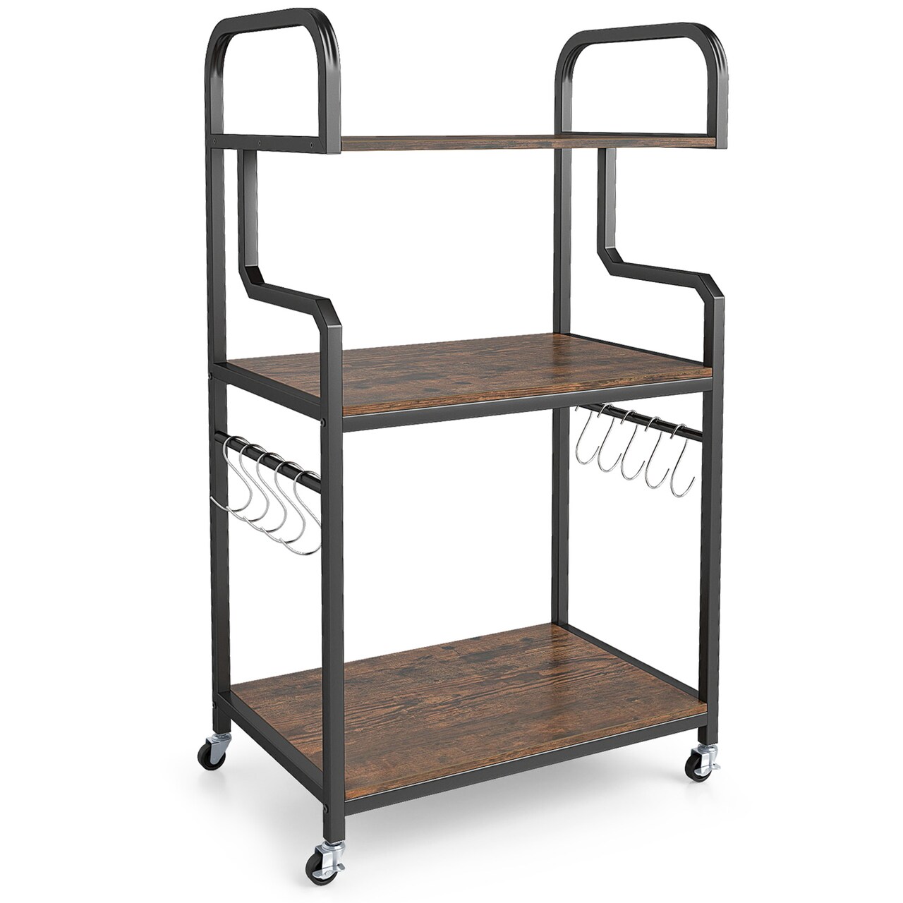 Home Office Rolling Printer Stand 3-Tier with Storage Shelves